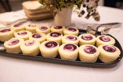 mini cheesecakes with berry swirl from risd caters